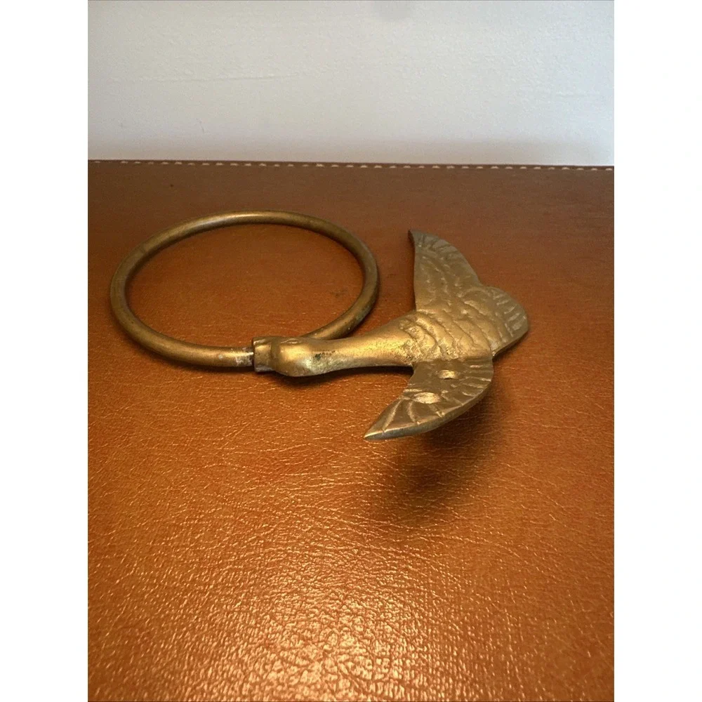 Vintage Solid Brass Duck Head Flying Wings Hanging Towel Holder Wall Mounted